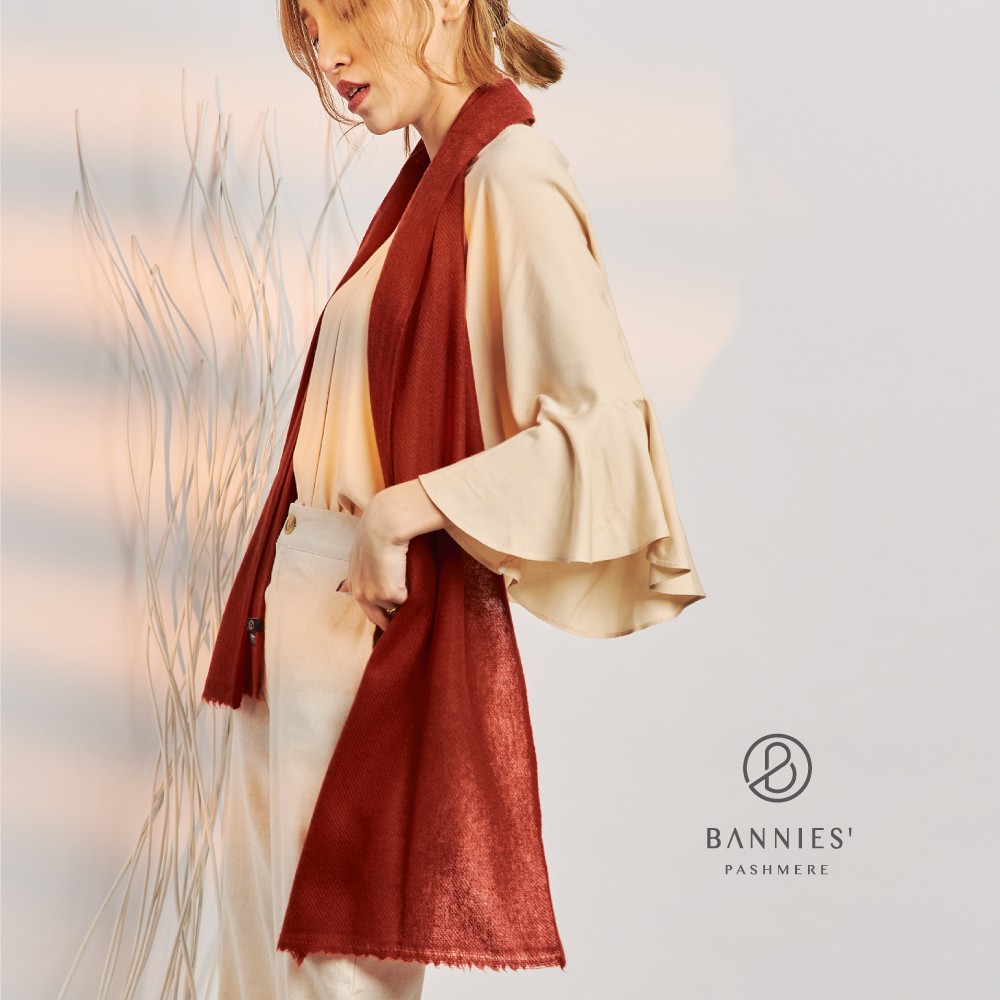 朱柑紅｜窄版素面系列 圍巾/披肩 BANNIES  喀什米爾圍巾 手工 尼泊爾 羊絨 披肩/圍巾 專櫃品牌