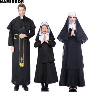 萬聖節服裝 教士服裝 牧師裝 修女裝 神父裝 cosplay服裝 教士長袍 角色扮演 派對造型服飾 基督教表演服