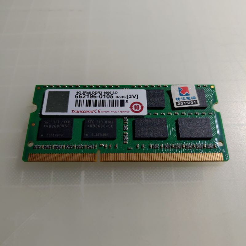 【Transcend 創見】DDR3-1600 4GB 筆電 記憶體 二手