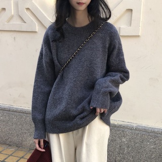 日系慵懶風毛衣 軟糯毛衣 寬鬆羊絨打底毛衣