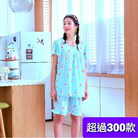 🌷蕾妮塔塔🌷 全系列精品專賣/ (07006)/(2色) 水蜜桃精梳棉柔短袖兩件式成套睡衣/台灣製（有口袋）