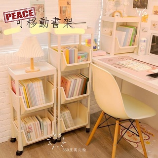 NEW-PEACE 360度可移動旋轉書架落地置物架簡易宿舍家用書柜兒童桌面收納673719110411