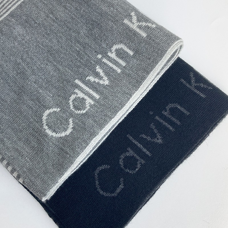 美國百分百【全新真品】Calvin Klein 圍巾 CK logo 雙面 雙色 披肩 冬季 黑色 灰色 C746