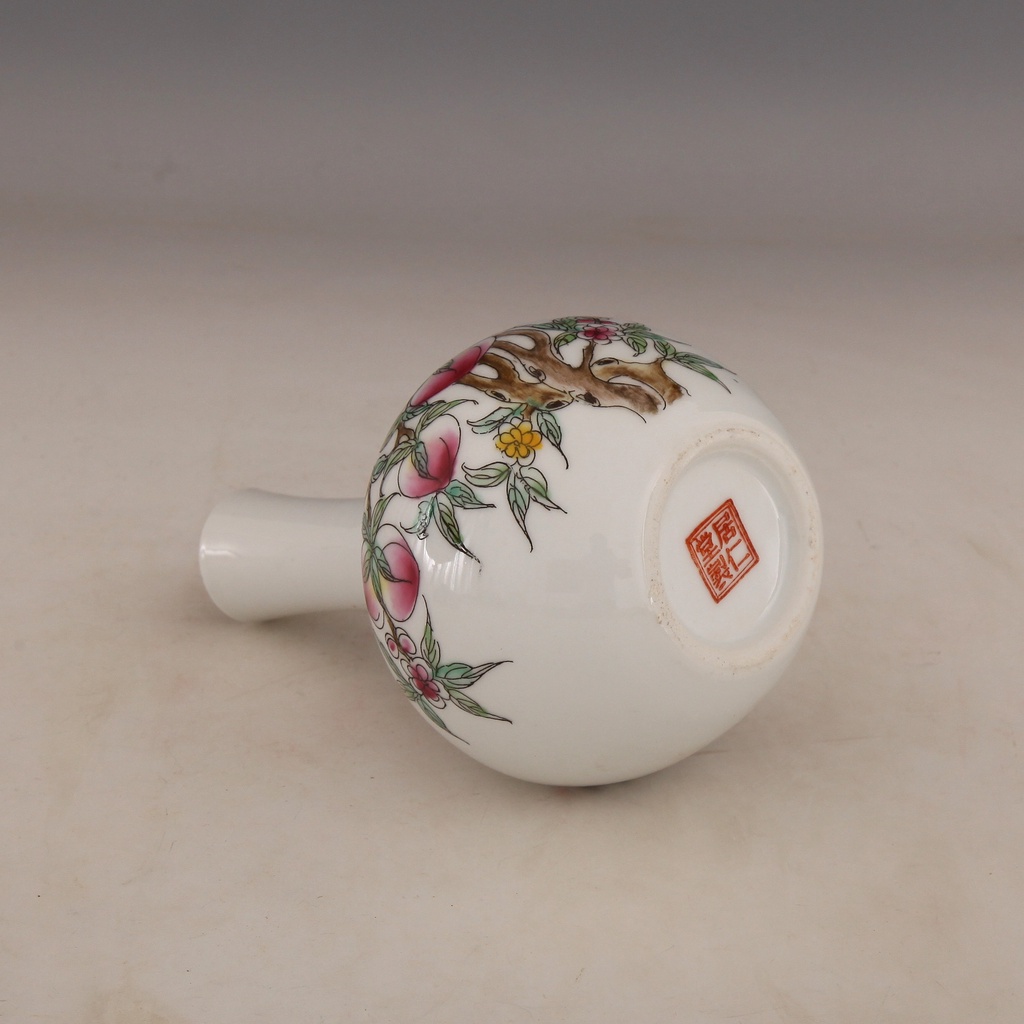 大清居仁堂款粉彩花鳥紋福筒瓶一対手擬古磁器古玩骨董収蔵置物 大清居