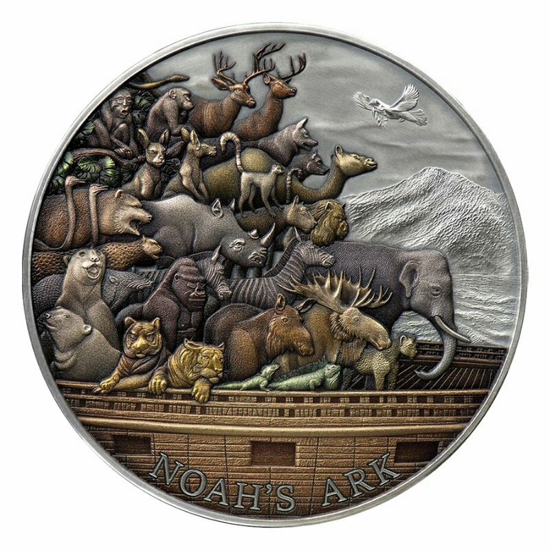 托克勞諾亞方舟銀幣5盎司~單枚價，限量銀幣，高浮雕銀幣，收藏，銀幣，錢幣，紀念幣，幣~托克勞諾亞方舟高浮雕彩色銀幣五盎司