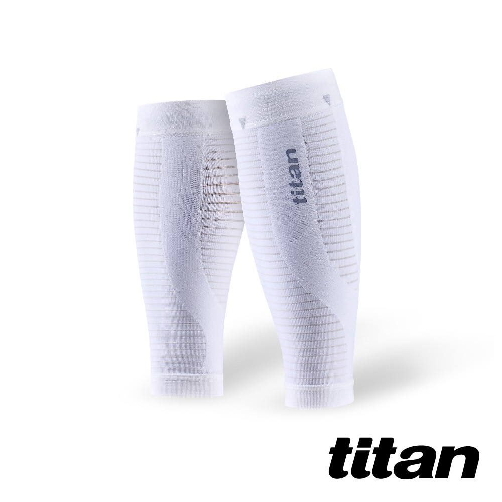 【titan】太肯運動 壓力小腿套Flow _白 ｜適合慢跑、馬拉松、自行車、鐵人三項、越野跑、球類運動｜官方旗艦店