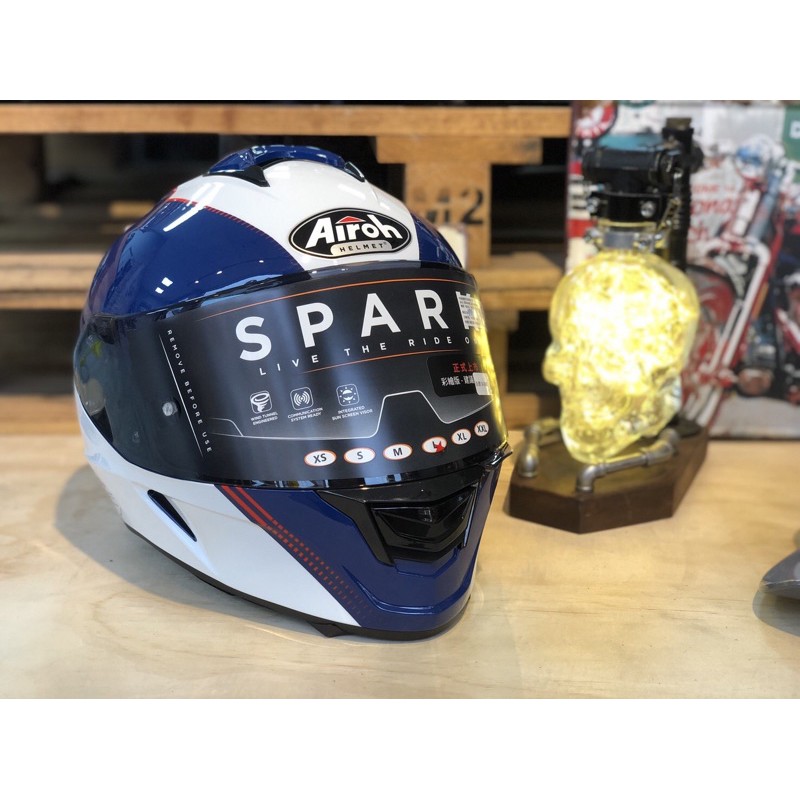 【Biker Shop】義大利AIROH SPARK 全罩安全帽 內墨鏡 公司貨 亞版 亞洲頭型 藍白紅 街車 跑車