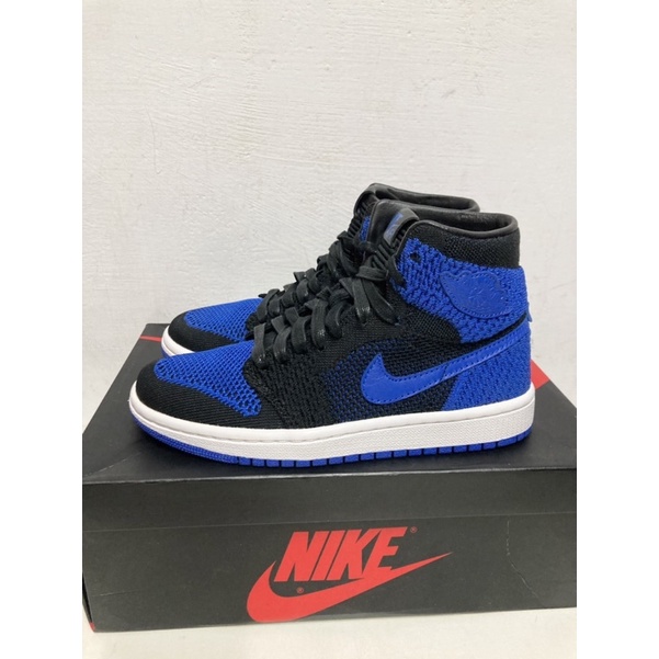 全新Nike Jordan 1 Retro Flyknit Royal GS 黑藍 皇家藍 編織 AJ1 休閒鞋 女段