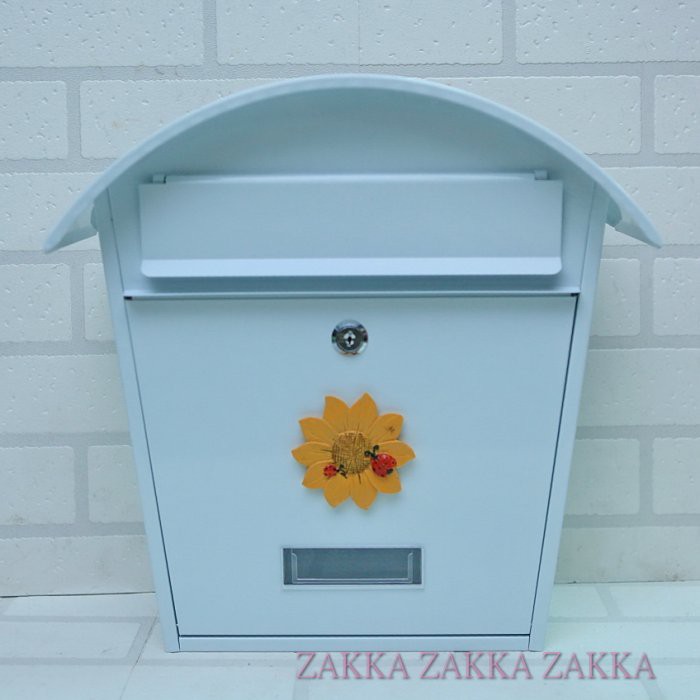 [HOME] 信箱 白色圓頂大容量向日葵造型段鐵信箱、意見箱 太陽花信箱