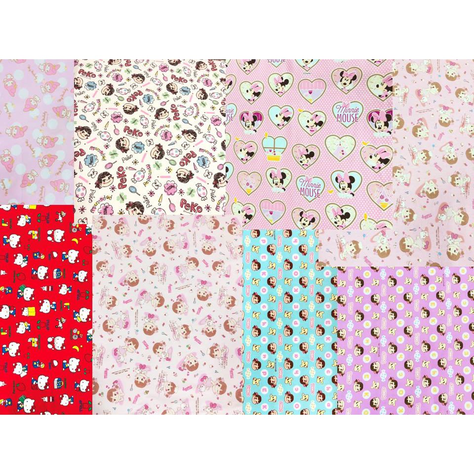 【諧和知音】日本卡通版權布~peko明治牛奶妹、kitty、Melody美樂蒂、米妮-可用於製作口罩、布包釦、飲料袋等