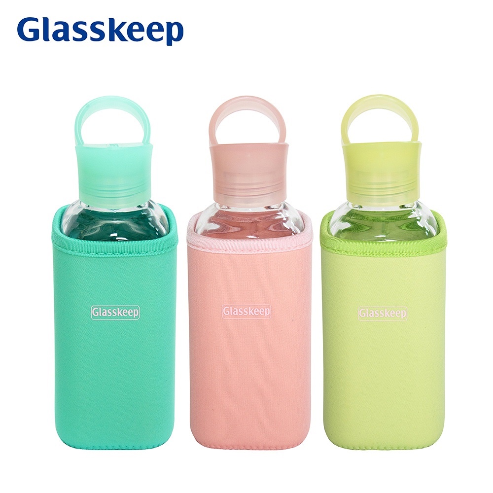 Glasskeep 方形玻璃隨手瓶3入組 SP-2212 糖果色隨身水壺 零食罐/檸檬杯/環保杯