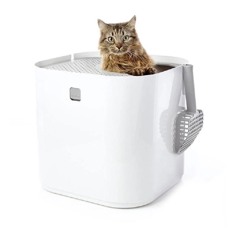 (二手免運)美國modko《modkat紐約機能美廁-設計款貓砂盆》白色，5成新，附2個近全新內袋