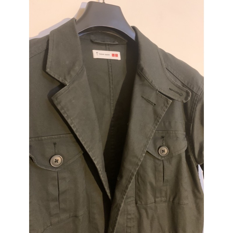 Uniqlo safari jacket 深綠色尺寸M | 蝦皮購物
