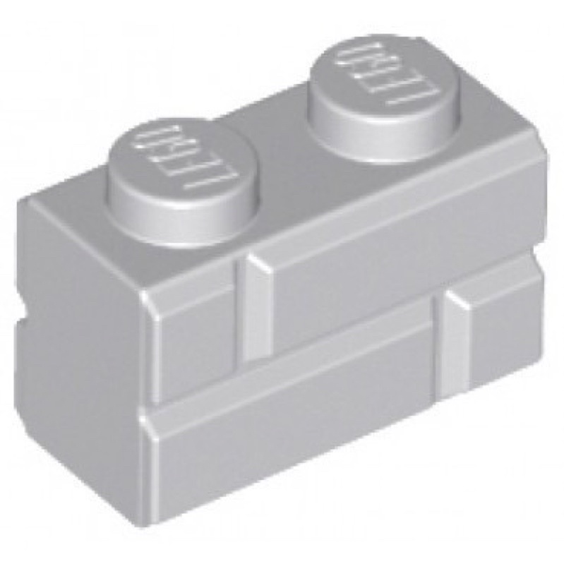 LEGO樂高 淺灰色 1x2 雙面溝紋 磚墻 城牆 城堡