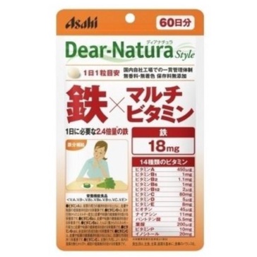 日本進口👉🏻日本- 朝日食品 Asahi Dear Natura Style 鐵和多種維他命 60粒 (60日份)