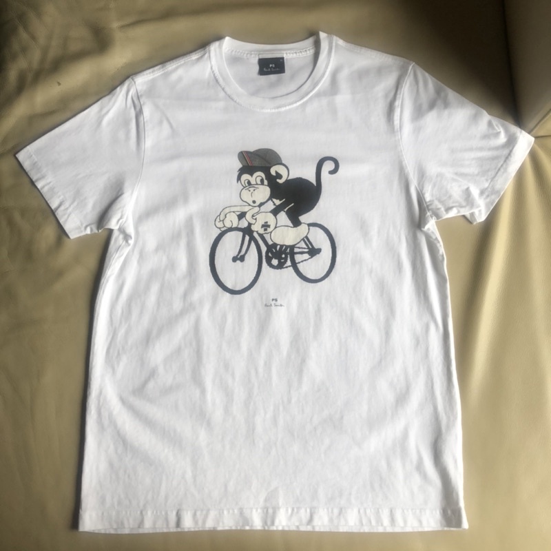 保證正品 Paul Smith 白色 猴子騎單車 短袖T恤 短T size XL 適合L