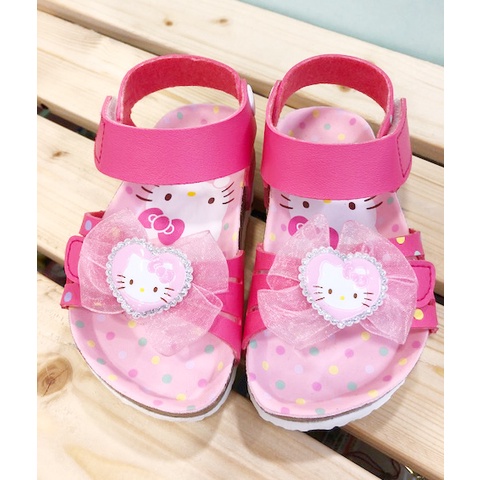 【震撼精品百貨】Hello Kitty 凱蒂貓~台灣製Hello kitty正版兒童勃肯涼鞋-緞帶桃色(13~19號)