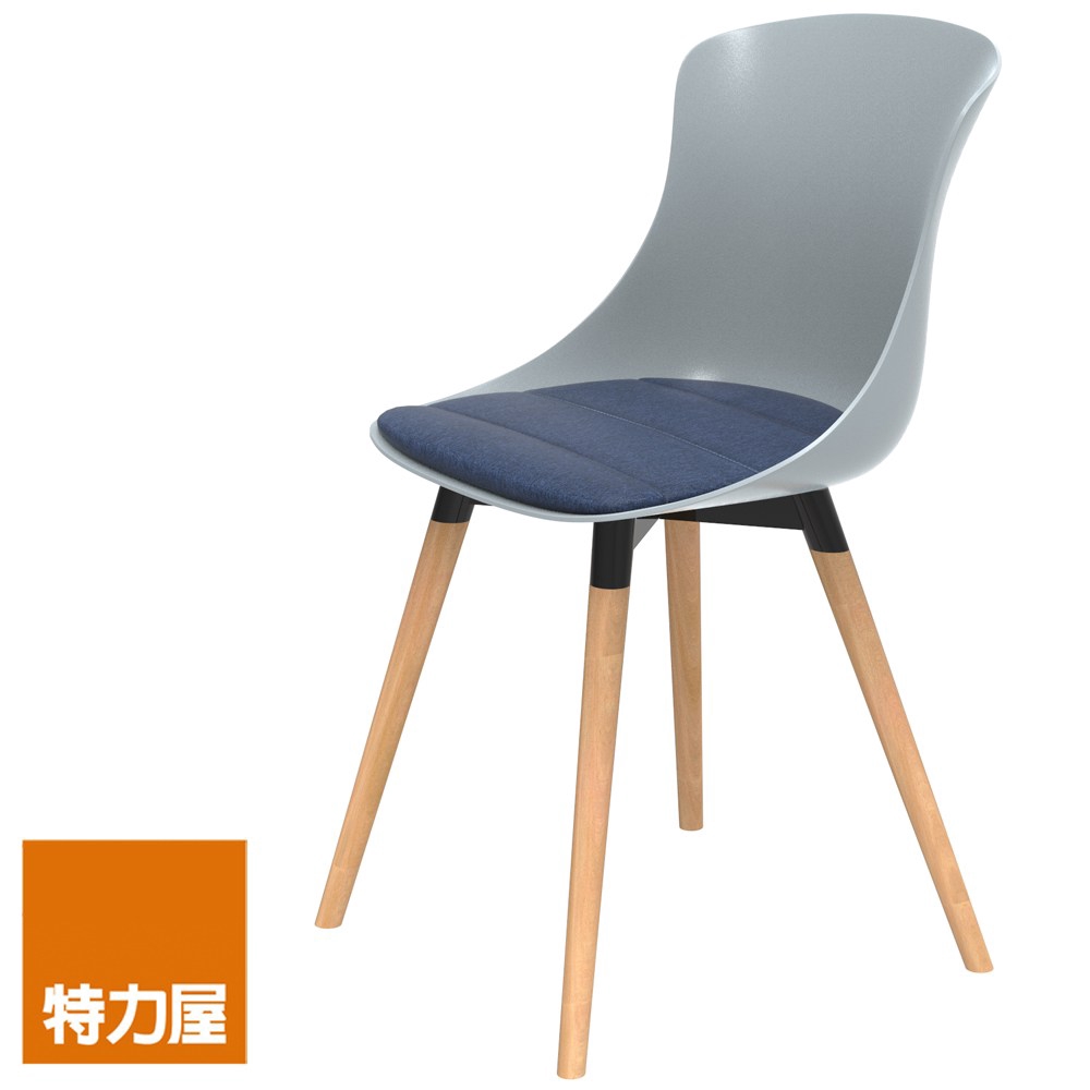 (組合) 特力屋 萊特塑鋼椅 櫸木腳架40mm/灰椅背/丹寧座墊