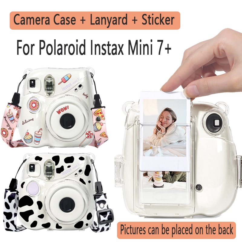 Instax Mini 7+ 相機套相機掛繩帶相機貼紙照片袋水晶透明收納盒