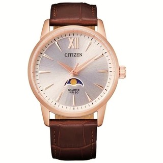 CITIZEN 星辰 日月星辰 中性皮錶 棕 AK5003-05A【Watch On-line Store】