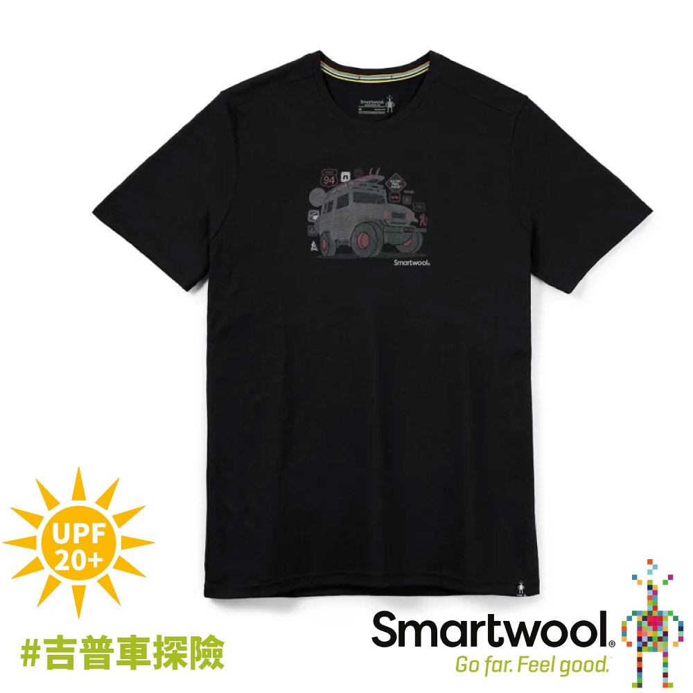【SmartWool 美國 男 Merino Sport 150塗鴉短袖T恤《吉普車探險/黑》】SW016570/短T