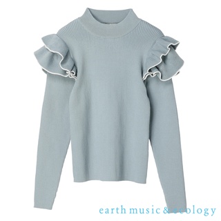 earth music&ecology 2WAY立體荷葉摺邊羅紋長袖針織上衣(1D21L2C0200)