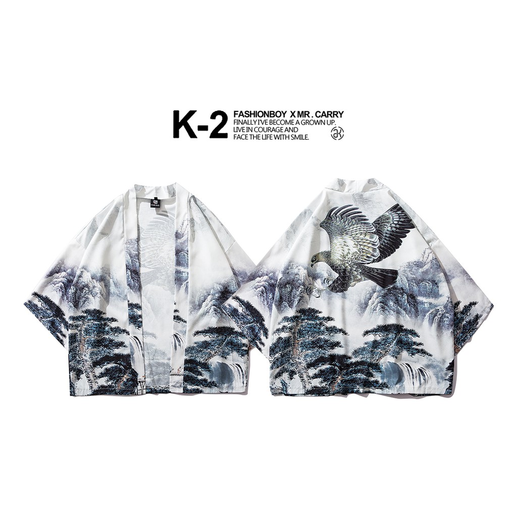 【K-2】春夏新款 日式 浮世繪 老鷹 山海 浴袍 道袍 情侶款【B302】