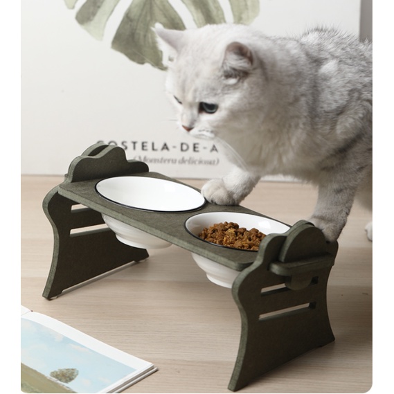 雙碗架(附不鏽鋼碗)3段高低可調飼料架 貓碗架 狗碗架  不鏽鋼碗 貓碗 飼料碗