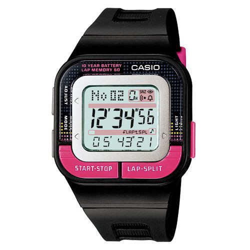 【CASIO】我的運動腕錶-黑X桃紅(SDB-100-1B)正版宏崑公司貨