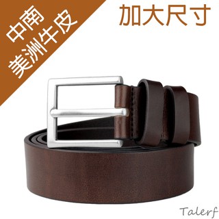 【Talerf泰樂福】單層加大尺寸適用41-47腰紳士休閒皮帶(深咖色/共2色)-男(真皮 頭層 牛皮 腰帶/臺灣製造)