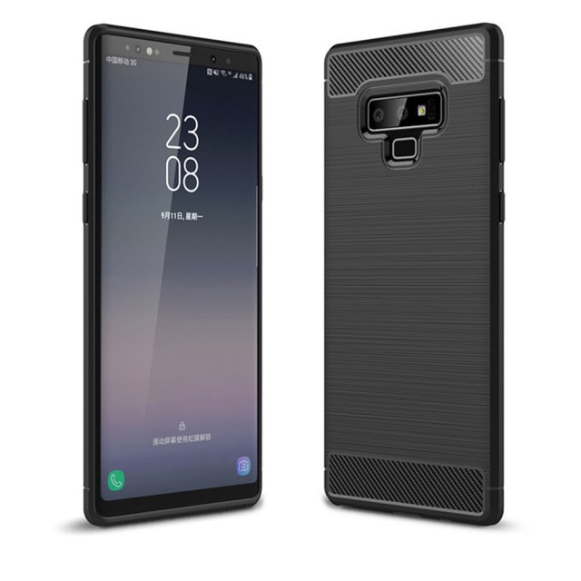 智慧購物王》現貨-Samsung Note 9/A20/A30/A50/A70 碳纖維拉絲紋軟殼散熱手機殼-黑