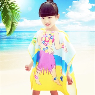 📢|盛夏戲水| 卡通造型 兒童用連帽披風式浴巾/海灘巾 (女童)
