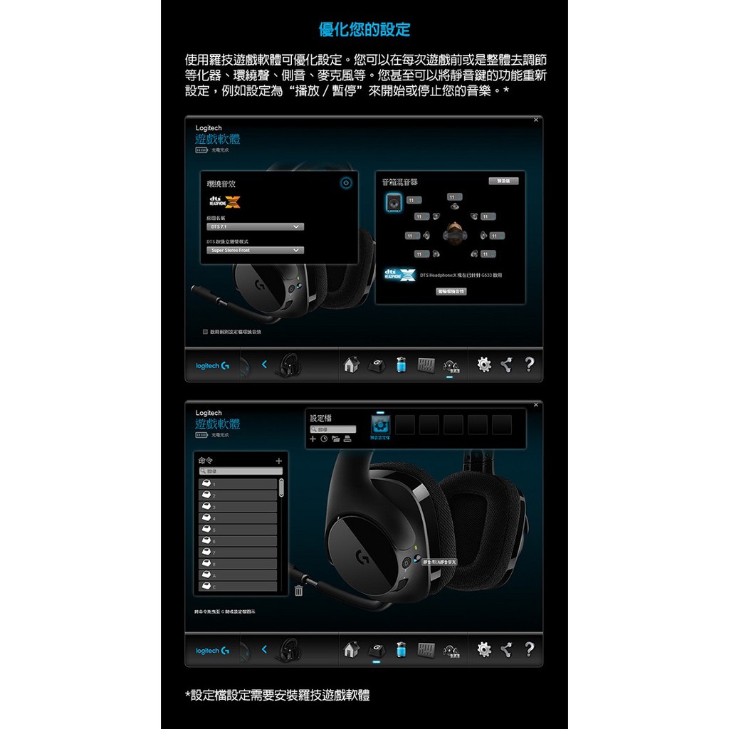 羅技g533 Dts 7 1聲道環繞音效電競耳機麥克風台灣公司貨 蝦皮購物