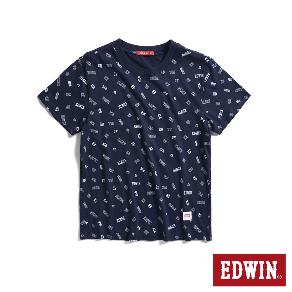 EDWIN 人氣復刻 滿版LOGO印花短袖T恤(丈青色)-男款