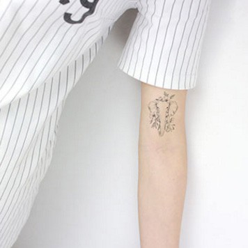花與大象單圖K37【WAWA TATTOO】男女防水DIY紋身貼紙刺青貼紙
