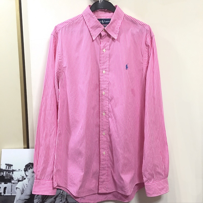 （質感非常棒）美國 Polo Ralph Lauren 襯衫 9成新  粉白條紋
