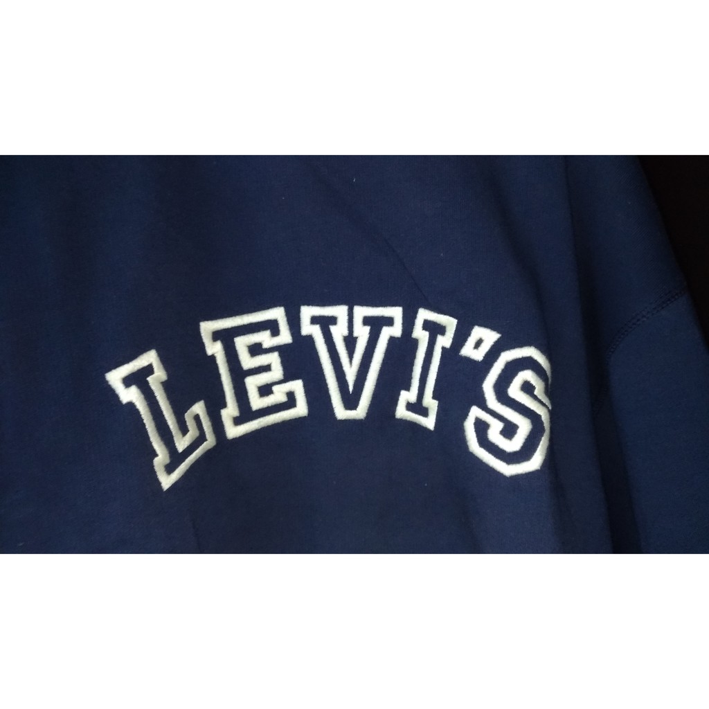 Levis 基本款長袖 學院藍 大學T 男款 長袖 線型LOGO上衣