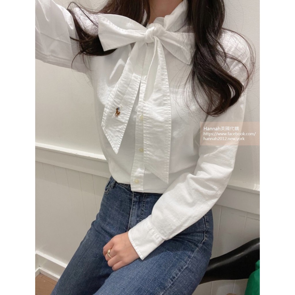 【美國代購正品】POLO Ralph Lauren RL 女款 棉質 蝴蝶結 牛津襯衫