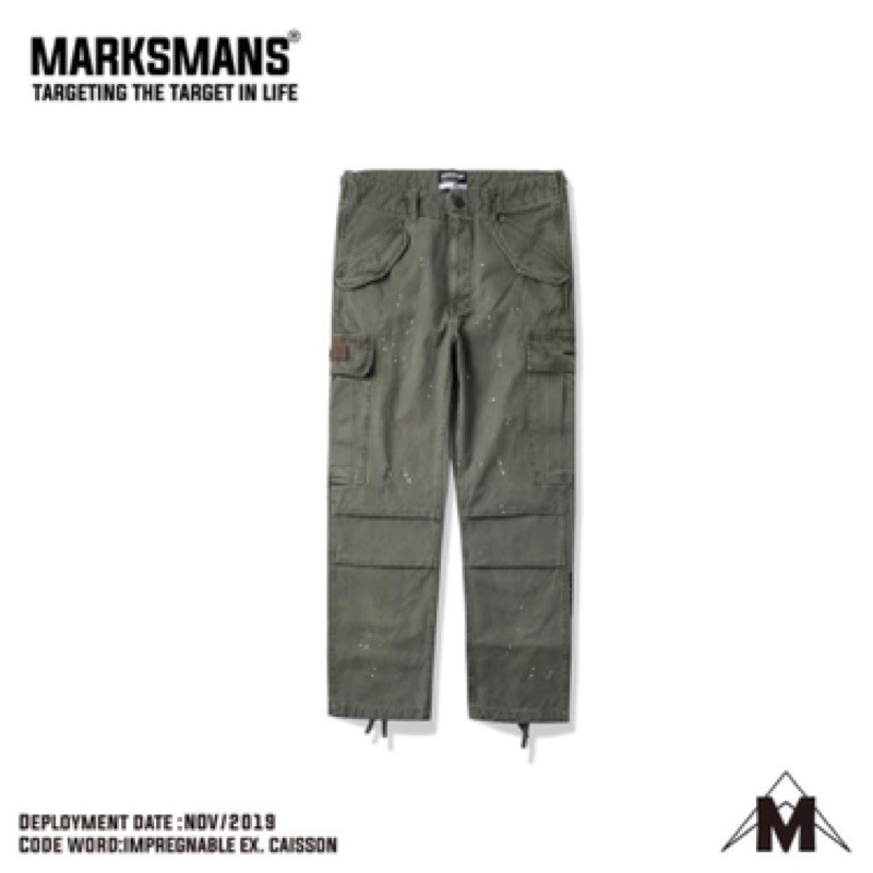 軍綠S號 Marksmans Ex. IMPREGNABLE CAISSON 潑漆 口袋 工作褲