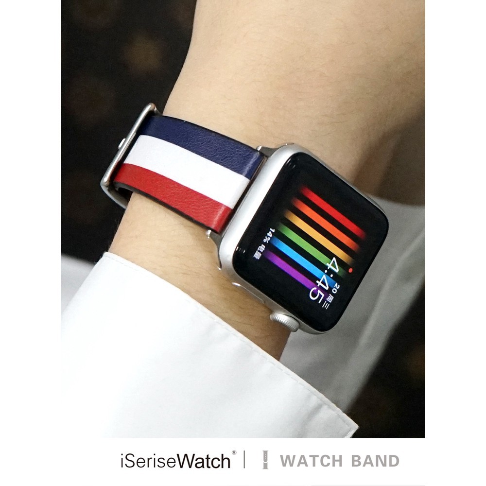 蘋果手表44mm表帶apple watch2/3/4代 蘋果格紋條紋皮質表帶iwatch4表帶潮牌40mm/44mm
