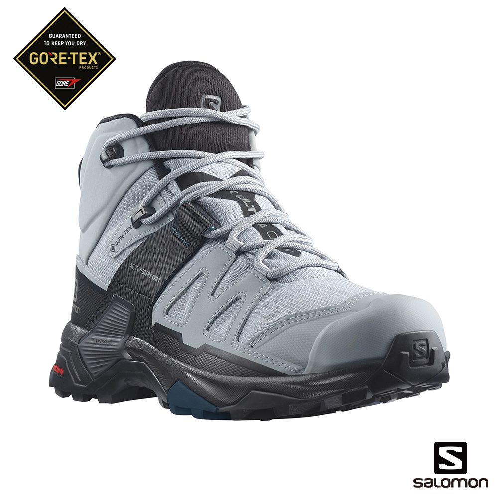 【SALOMON】女 X ULTRA 4 GTX 中筒登山鞋 WIDE 深礦灰/黑/藍 No.41687200