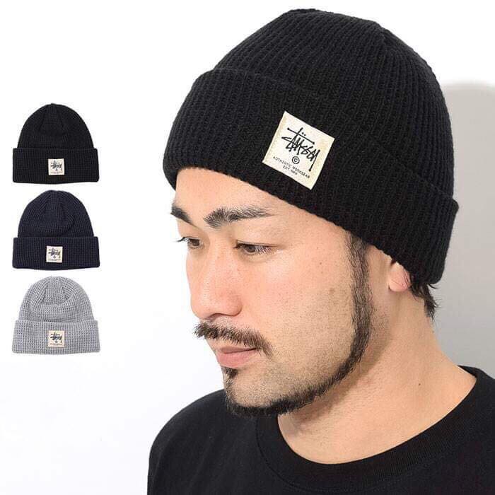 stussy waffle knit cuff beanie