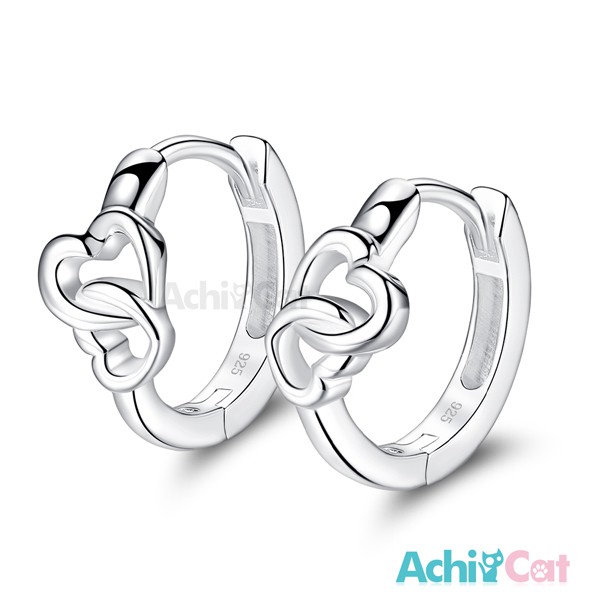 AchiCat．925純銀耳環．心心相印．愛心．易扣耳環．GS7106