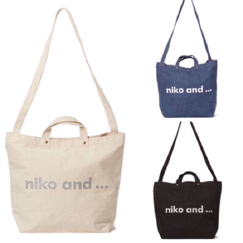 Pejp日本5月代購 Niko And 人氣定番款2way帆布包 肩背 手提 米白 牛仔藍 黑 蝦皮購物