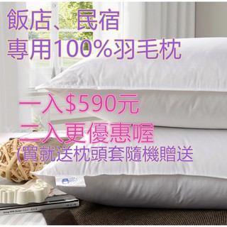 【現貨】100%羽絨(毛)枕頭 五星飯店 民宿專用愛用枕 枕芯【買就送枕套隨機出貨】