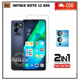 LAYAR 2IN1 鋼化玻璃透明 INFINIX NOTE 12 G96 TG 防毛孔螢幕全蓋玻璃