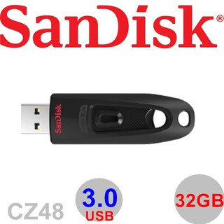[五年保固] 美商SanDisk 32G 32GB Ultra USB3.0 隨身碟 CZ48 伸縮USB 密碼保護軟體