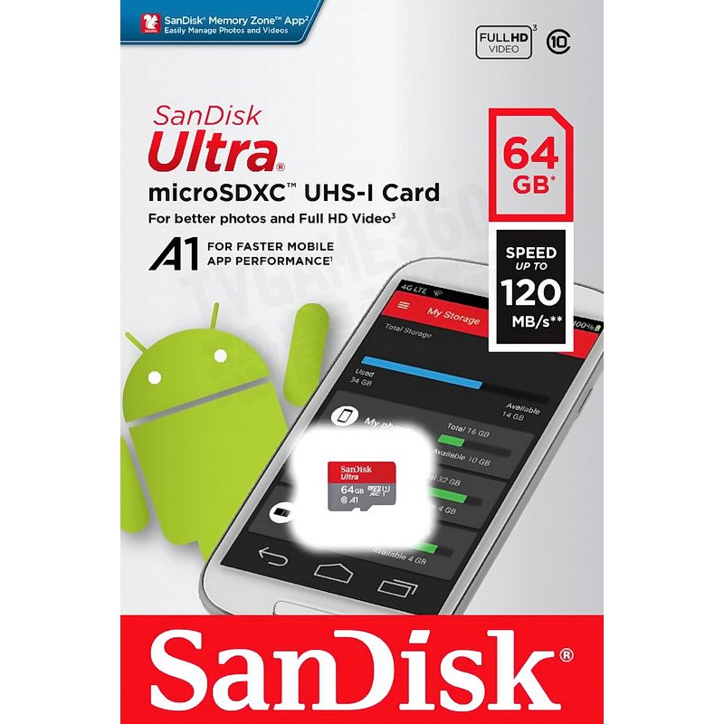 SANDISK ULTRA TF 64G 64GB MICROSD 記憶卡 讀100MB/S 台灣公司貨【台中恐龍電玩】