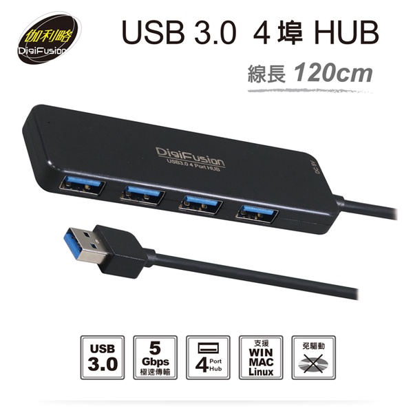 全新 "附發票 公司貨"伽利略 USB 3.0 4埠 HUB 120公分 AB3-L412