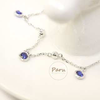 Paru。彩色鋯石深藍雙面玫瑰金手鍊~手鏈手環~可調式~帥氣甜美丹寧風超閃混精緻ig質感婚禮交換禮物透明系文青百搭